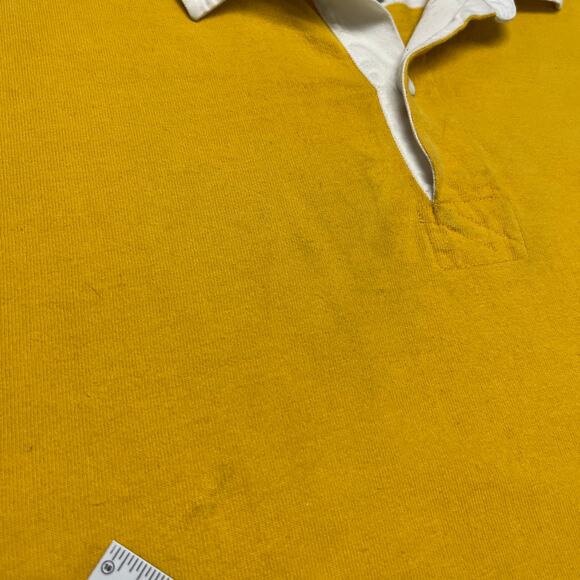 Vintage 90s Y2K American Eagle #7 Yellow Mens Large Long Sleeve Rugby Polo Shirt - Picture 4 of 11